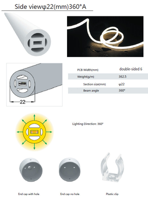 22mm Silicone LED Tube 360 Degree Flexible For Decorative Lighting