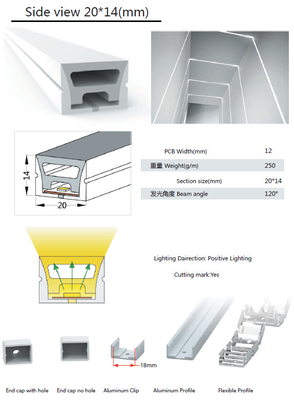 Outdoor IP68 LED Light Silicone Tube LED Strip Waterproof 20×14mm