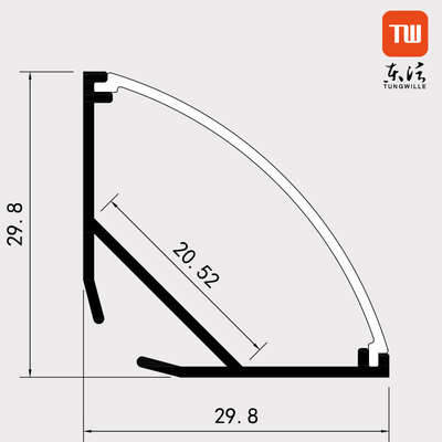 Surface Mounted LED Corner Channel , LED Strip Diffuser Corner 30×30mm For Kitchen