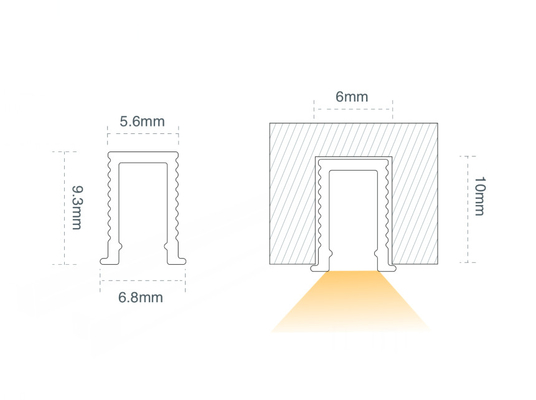 Recessed LED Linear Lights 6000K 6500K Ip44 For Cabinet Shelves Ceiling
