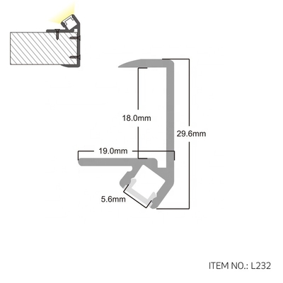Drywall Corner LED Profile , 45 Degree LED Strip Channel Black Silver Color