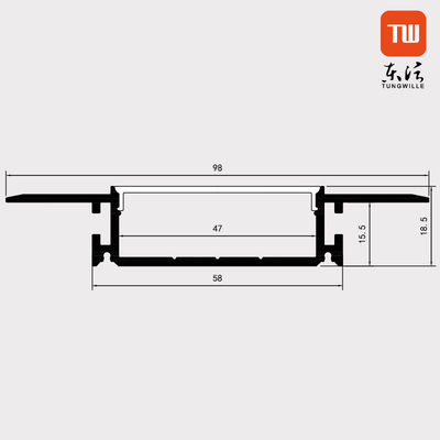 Plaster Ceiling Drywall Aluminum Profile For LED Strip Lighting 98mm x 18mm