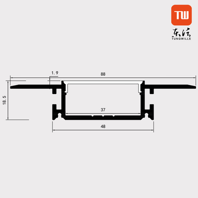 Plasterboard Drywall Aluminum Extrusions For LED Lights Transparent Cover