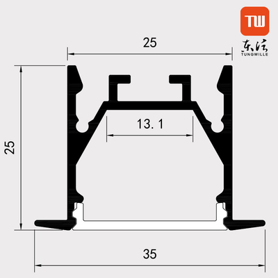 Recessed Aluminium LED Strip Profile 25×25MM for Cupboard Office