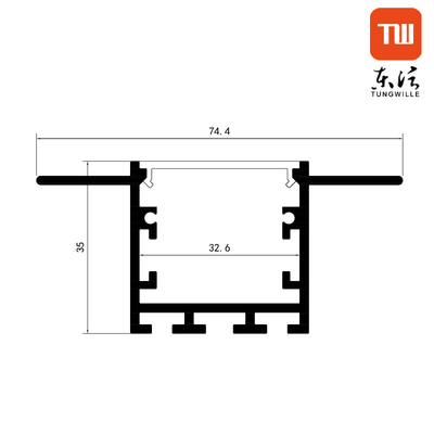 74*35mm Plasterboard LED Profile Architectural Gypsum Wall Recessed Linear