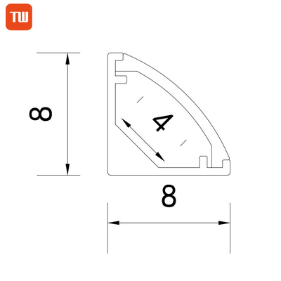 8*8mm Corner Led Channel V Shape Kitchen Light  Corner Mounted LED Aluminum Profile