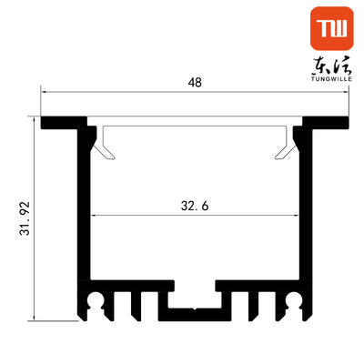 Alloy 6063 Wall Recessed Suspended Led Aluminum Channel 48x32mm