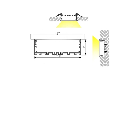 LED Strip Light Aluminum Channel Recessed Plaster LED Profile Customized Anodized