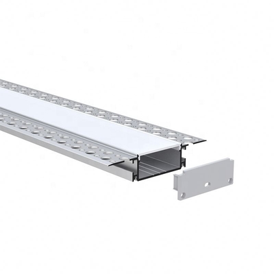 Plasterboard Drywall Aluminum Extrusions For LED Lights Transparent Cover