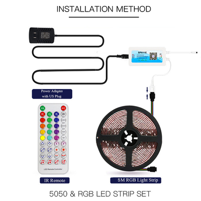 5050 RGB Smart LED Strip Lights 10 Meters Bluetooth APP Control OEM