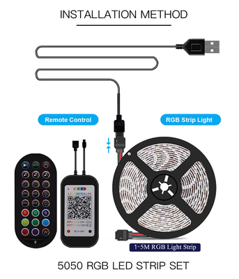 USB 5V Smart LED Strip Lights 5050 RGB Color For TV Background CE Certificate