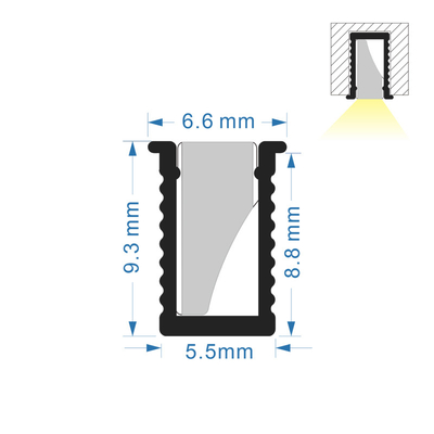 Square Recessed LED Profiles  , LED Strip Aluminum Channel 6063 Alloy Material