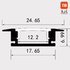Anodized Recessed LED Profiles , LED Aluminum Extrusion Surface Mounted