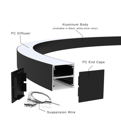 Anodized Circular LED Profile , LED Strip Housing Aluminium For Wardrobe Office
