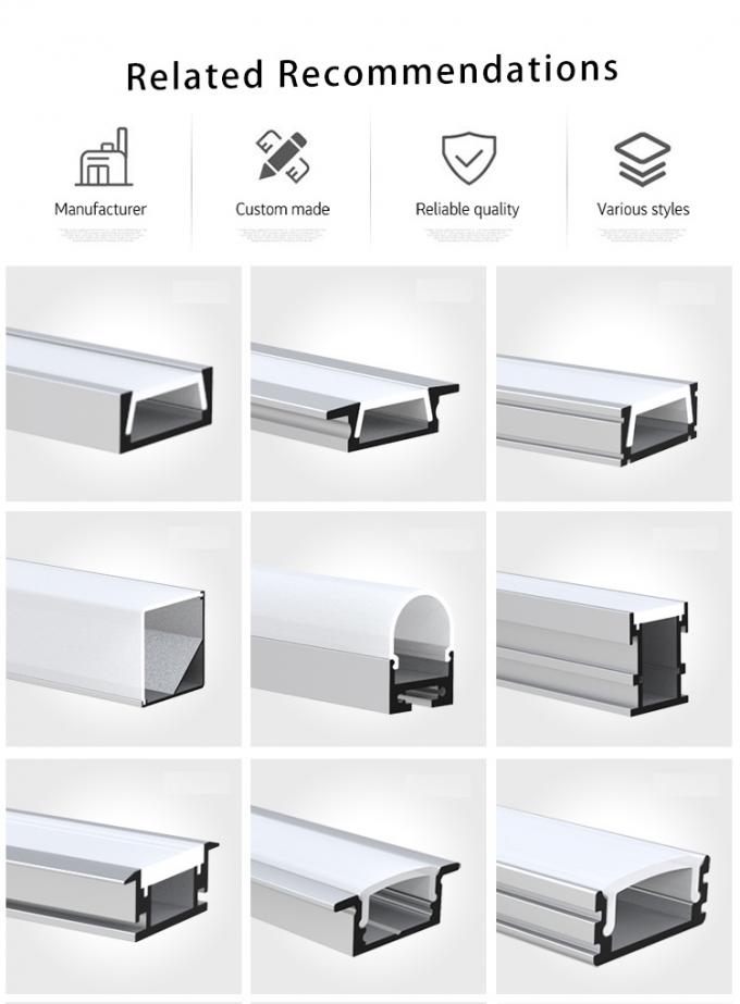 6063 Surface Mounted LED Profile , LED Light Aluminium Housing OEM ODM